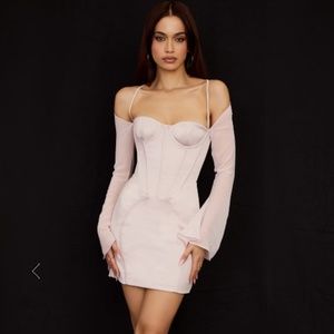 House of CB Pink Off-Shoulder Mini Dress